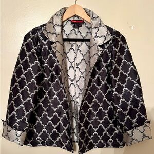 Nina McLemore silk black and silver/gray patterned jacket. Size 12. Like new!
